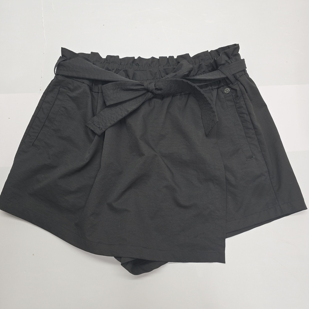 Calia Womens Black Paperbag Waist Tie Front Skort Shorts Size Large Activewear